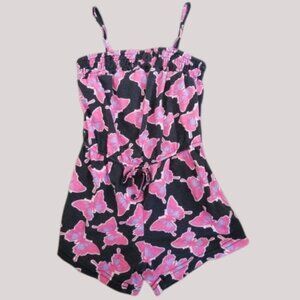 * S.W.A.K. Blue and Pink Butterfly Print Sunsuit Short Romper Girls 3T